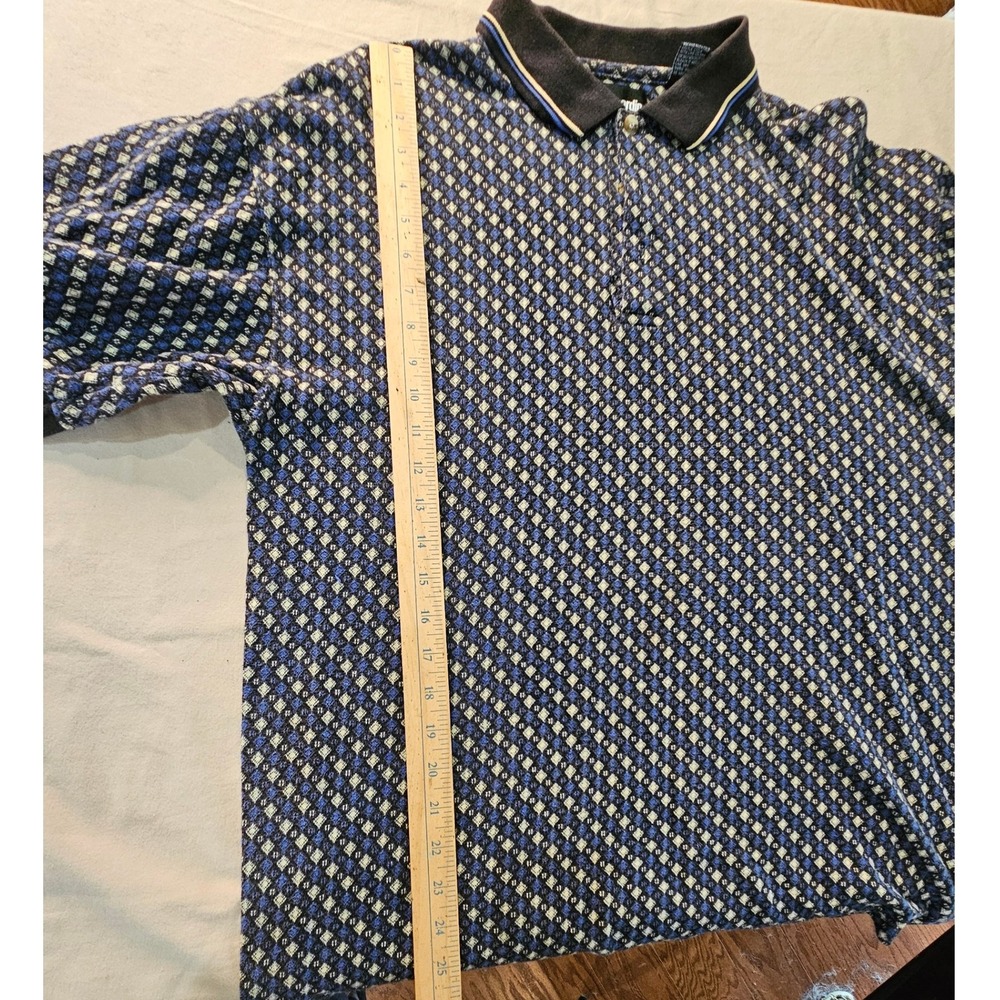 Pierre Cardin Polo Shirt Lg Menswear Patterned Collared Golf‎ Casual Y2K Pullon - Picture 7 of 7